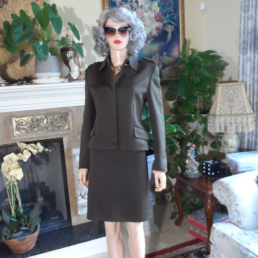 Gianni Versace Couture Chocolate Brown Skirt Suit Size IT 44-US 8